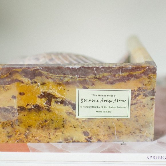 Matching Soapstone Bird Bookend Hand Carved Warm Purple - Picture 5 of 7